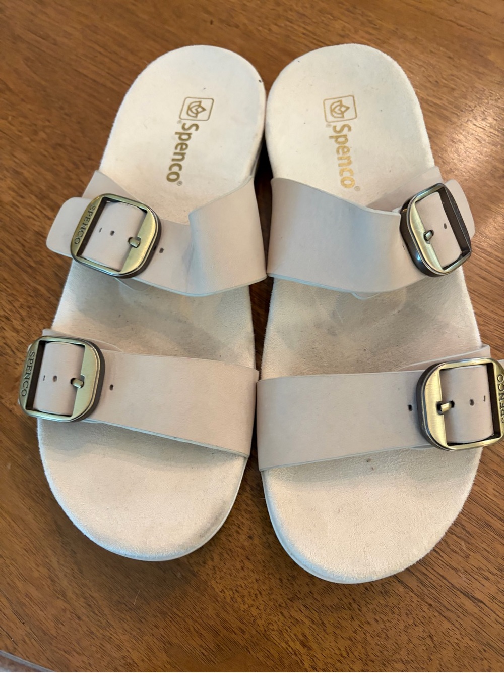 Spenco Women's Adjustable Double-Buckle Sandals in Light Beige - Picture 2 of 3